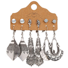Load image into Gallery viewer, 6 Pairs/Set Fashion Retro Hollowing Out Leaf Feather Pendant Earrings Women Jewelry Gift
