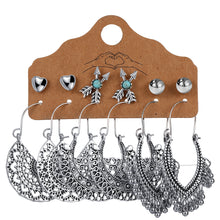 Load image into Gallery viewer, 6 Pairs/Set Fashion Retro Hollowing Out Leaf Feather Pendant Earrings Women Jewelry Gift
