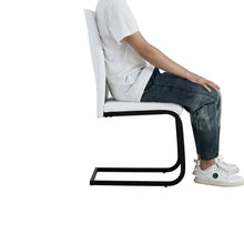 Load image into Gallery viewer, Dining chairs set of 2, White PU Chair modern kitchen chair with metal leg
