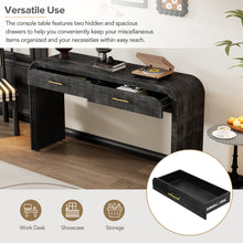 Load image into Gallery viewer, TREXM Unique Retro Silhouette Console Table with Open Style, Two Top Drawers for Entrance, Dinning Room, Living Room (Antique Black)
