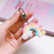 Load image into Gallery viewer, Girl Lovely Girl Heart Creative Ceramic Rainbow Key Chain Pendant Women Female Couple Cute Bag Accessories

