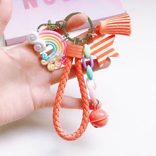 Load image into Gallery viewer, Girl Lovely Girl Heart Creative Ceramic Rainbow Key Chain Pendant Women Female Couple Cute Bag Accessories
