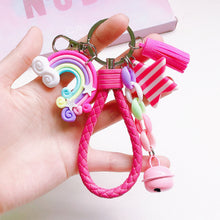 Load image into Gallery viewer, Girl Lovely Girl Heart Creative Ceramic Rainbow Key Chain Pendant Women Female Couple Cute Bag Accessories
