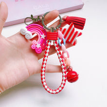 Load image into Gallery viewer, Girl Lovely Girl Heart Creative Ceramic Rainbow Key Chain Pendant Women Female Couple Cute Bag Accessories
