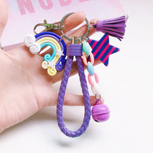 Load image into Gallery viewer, Girl Lovely Girl Heart Creative Ceramic Rainbow Key Chain Pendant Women Female Couple Cute Bag Accessories
