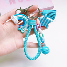 Load image into Gallery viewer, Girl Lovely Girl Heart Creative Ceramic Rainbow Key Chain Pendant Women Female Couple Cute Bag Accessories
