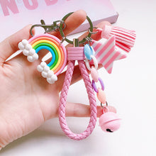 Load image into Gallery viewer, Girl Lovely Girl Heart Creative Ceramic Rainbow Key Chain Pendant Women Female Couple Cute Bag Accessories
