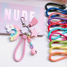Load image into Gallery viewer, Girl Lovely Girl Heart Creative Ceramic Rainbow Key Chain Pendant Women Female Couple Cute Bag Accessories
