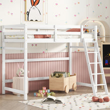 Load image into Gallery viewer, Twin Size High Loft Bed with inclined Ladder, Guardrails,White
