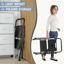 Load image into Gallery viewer, 2 Non-slip step ladder, quick folding steel ladder Sturdy metal supported household tools for home/office work at altitude, portable step tools
