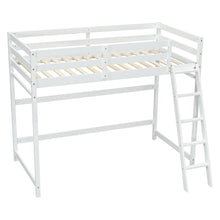Load image into Gallery viewer, Twin Size High Loft Bed with inclined Ladder, Guardrails,White
