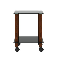 Load image into Gallery viewer, 1-Piece Black + Walnut Side Table , 2-Tier Space End Table ,Modern Night Stand, Sofa table, Side Table with Storage Shelve
