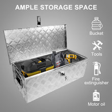 Load image into Gallery viewer, 30 Inch Tool Box Underbody Flatbox Truck Car Outdoor Trailer Pickup,RV Storage Organizer, Tools Chest Box w/Side Handle &amp; Lock Keys,Silver Aluminum 5 Bar Tread ToolBox(30.1"x12.8"x9.7")
