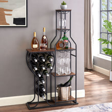 Load image into Gallery viewer, 11 Bottle Wine Bakers Rack, 5 Tier Freestanding Wine Rack with Hanging Wine Glass Holder and Storage Shelves, Wine Storage Home Bar for Liquor and Wine Storagefor Kitchen, Dining Room
