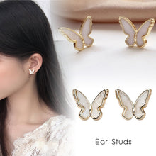 Load image into Gallery viewer, 1 Pair Fashion Exquisite Mini White Oil Drop Butterfly Ear Studs Women Jewelry Gift
