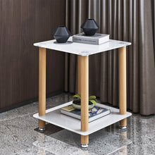 Load image into Gallery viewer, 2-Piece White+Oak Side Table , 2-Tier Space End Table ,Modern Night Stand, Sofa table, Side Table with Storage Shelve
