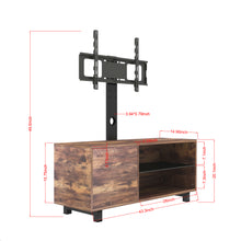 Load image into Gallery viewer, Rustic Brown TV Console with push-to-open Storage Cabinet for TV up to 65in Wood &amp;glass TV Stand for Living Room Bedroom
