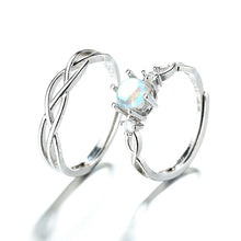 Load image into Gallery viewer, Fashion Exquisite Moonstone Adjustable Opening Couple Rings Girl Boy Friend Jewelry Gift
