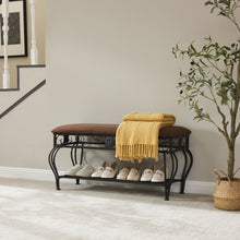 Load image into Gallery viewer, Shoe Rack Bench for Entryway, Industrial Bench, Rustic Shoe Rack for Small Spaces, Upholstered Entryway Bench, Multipurpose Entryway
