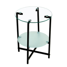 Load image into Gallery viewer, 2-layer Tempered Glass End Table, Round Coffee Table for Bedroom Living Room Office

