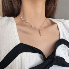 Load image into Gallery viewer, Fashion Creative Fishtail Pendant Titanium Steel Pearl Clavicle Chain Necklace Women Jewelry Gift
