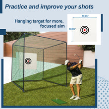 Load image into Gallery viewer, 10X10X10FT Golf Practice Net Cage w/ Metal Frame Hitting Net Kit Indoor Outdoor
