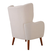 Load image into Gallery viewer, Mid-Century Accent  Chair, Ivory White, Modern Retro Club Chair, Birch Frame, Upholstered Teddy Wool Fabric, Single Sofa Armchair for Small Spaces, Living Room, Bedroom, Reading Corner, Balcony
