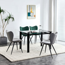 Load image into Gallery viewer, Dining chairs set of 2, Grey velvet  Chair modern kitchen chair with metal leg
