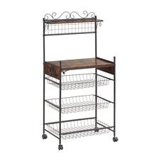 Load image into Gallery viewer, Removable Microwave&amp; Oven Shelf Wire Basket, Kitchen Storage Shelf Rack for Spices, Pots and Pans, Wheels with Anti-skid Locks
