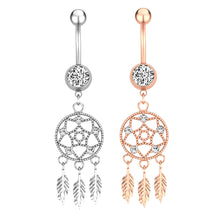Load image into Gallery viewer, 1 PC Fashion Simple Stainless Steel Zircon Dream Catcher Pendant Belly Ring Women Body Piercing Jewelry
