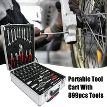 Load image into Gallery viewer, White Hand Tool Box with 4 Layers of Toolset and Wheels
