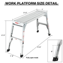 Load image into Gallery viewer, Aluminum Work Platform Large Size Step Stool Folding Portable Work Bench 40"  Width Telescopic Feet 22" -27.5" Height Adjustable
