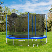 Load image into Gallery viewer, 12FT Trampoline for Adults &amp; Kids with Basketball Hoop, Outdoor Trampolines w/Ladder and Safety Enclosure Net for Kids and adults
