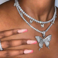 Load image into Gallery viewer, Fashion Hip Hop Exaggerated Rhinestone Big Butterfly Pendant Choker Necklace Women Party Jewelry
