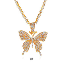 Load image into Gallery viewer, Fashion Hip Hop Exaggerated Rhinestone Big Butterfly Pendant Choker Necklace Women Party Jewelry
