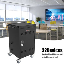 Load image into Gallery viewer, Mobile Charging Cart and Cabinet for Tablets Laptops 30-Device With Combination Lock--Black
