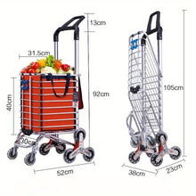Load image into Gallery viewer, Grocery Laundry Utility Foldable Shopping Cart Trolley, Aluminum Alloy 8-Wheel Stair Climbing, Load Capacity 35L
