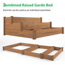 Load image into Gallery viewer, 48.6 x 48.6 x 21in Raised Garden Bed Horticulture Outdoor Elevated Flower Box Tiered Garden Bed Wooden Vegetables  Brown
