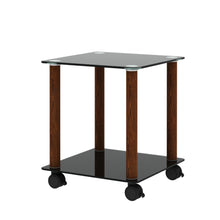 Load image into Gallery viewer, 1-Piece Black + Walnut Side Table , 2-Tier Space End Table ,Modern Night Stand, Sofa table, Side Table with Storage Shelve
