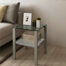 Load image into Gallery viewer, Glass two layer tea table, small round table, bedroom corner table, living room grey side table
