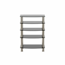 Load image into Gallery viewer, 5-Tier  Tempered Glass Side Table Stainless Steel Frame  End Table for Living Room, Bedroom, Black
