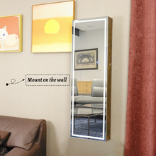 Load image into Gallery viewer, Fashion Simple Jewelry Storage Mirror Cabinet With LED Lights Can Be Hung On The Door Or Wall
