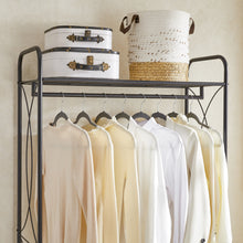 Load image into Gallery viewer, Freestanding Garment Rack, Open-Style Wardrobe, Hanging Rail with Metal Basket, and Heavy-Duty Metal Clothes Rack,Bathroom Storage Shelves
