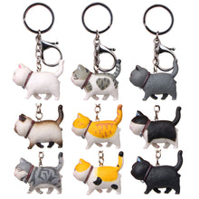 Load image into Gallery viewer, Car Cartoon Cat Pendant Key Rings Kitten Cat Key Chain Shake Head Car Bag Keychains Creative Gift

