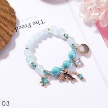 Load image into Gallery viewer, Sweet Ocean Vacation Style Dolphin Shell Pendant Crystal Beads Bracelet Women Girls Jewelry Gift

