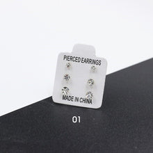 Load image into Gallery viewer, 3 Pairs/Set Simple Exquisite Elegant Zircon Anti Allergy Plastic Ear Studs Women Jewelry Gift

