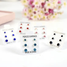 Load image into Gallery viewer, 3 Pairs/Set Simple Exquisite Elegant Zircon Anti Allergy Plastic Ear Studs Women Jewelry Gift
