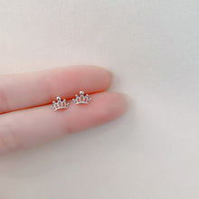 Load image into Gallery viewer, Fashion Sweet Mini Simple Hollowed Out Crown 925 Silver Needle Ear Studs Women Jewelry Gift
