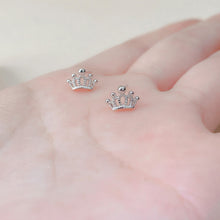 Load image into Gallery viewer, Fashion Sweet Mini Simple Hollowed Out Crown 925 Silver Needle Ear Studs Women Jewelry Gift
