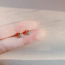 Load image into Gallery viewer, Fashion Sweet Mini Simple Hollowed Out Crown 925 Silver Needle Ear Studs Women Jewelry Gift
